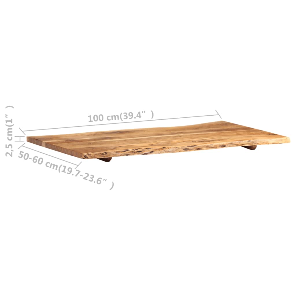 vidaXL Tischplatte Massives Akazienholz 100x(50-60)x2,5 cm