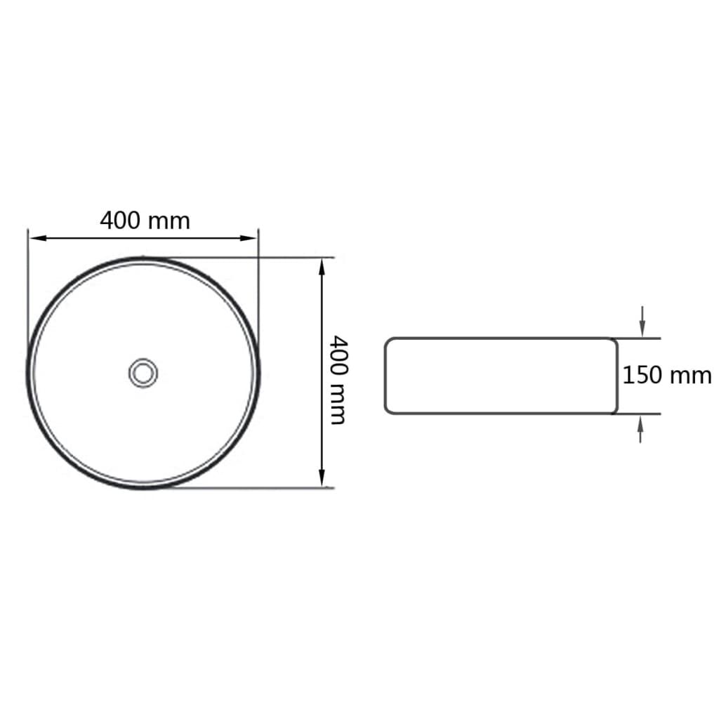 Rundes Waschbecken 40 cm aus Keramik in Weiß modernes Design Gäste-WC und Bad