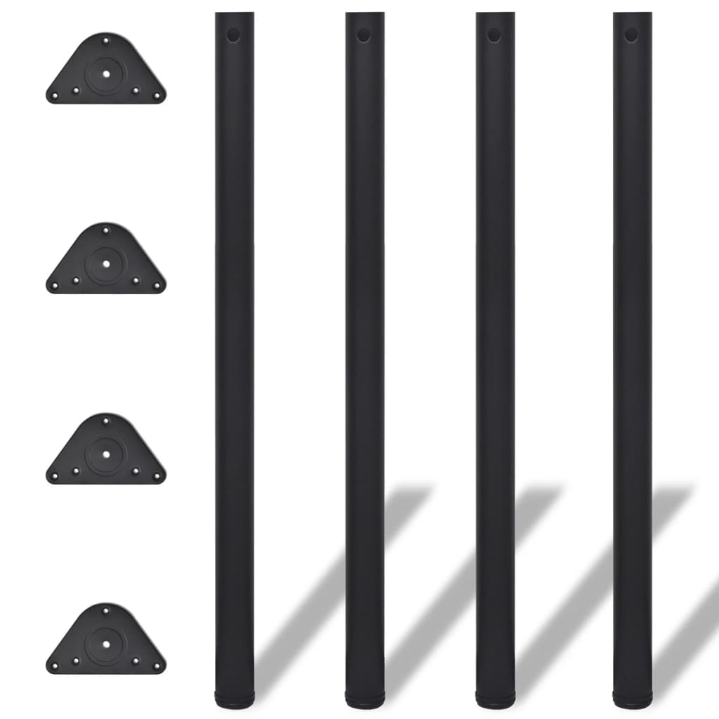 Tischbein-Set 4x Höhenverstellbar Schwarz 1100 mm für DIY-Tische Stabil Modern