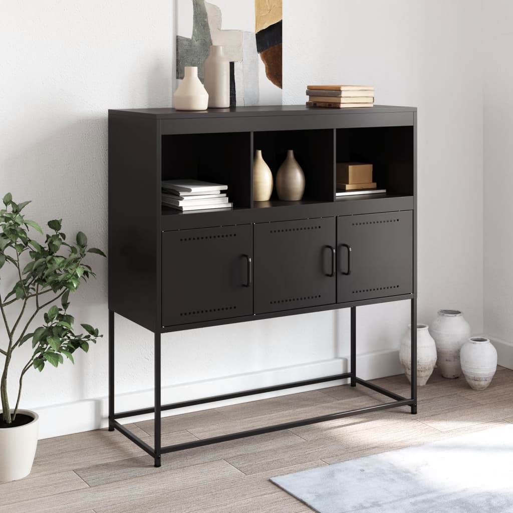 Sideboard Schwarz 100,5x39x107 cm Kaltgewalzter Stahl für modernes Wohnen Sideboard Schwarz 100,5x39x107 cm Kaltgewalzter Stahl für modernes Wohnen