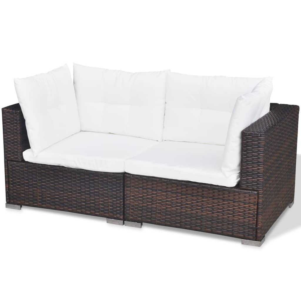 vidaXL 5-teiliges Garten-Lounge-Set mit Kissen Poly Rattan Braun