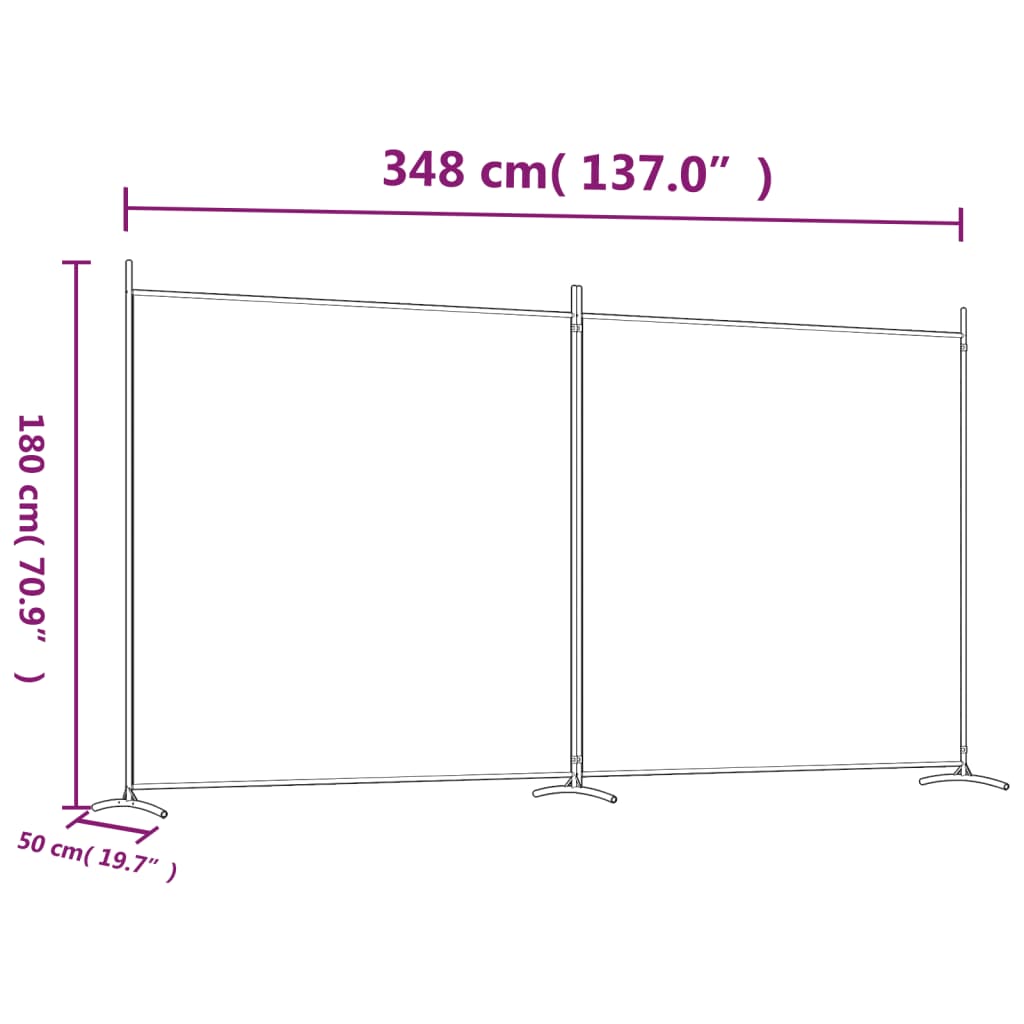 Paravent Raumteiler Anthrazit Stoff 348x180 cm 2 Paneele faltbar