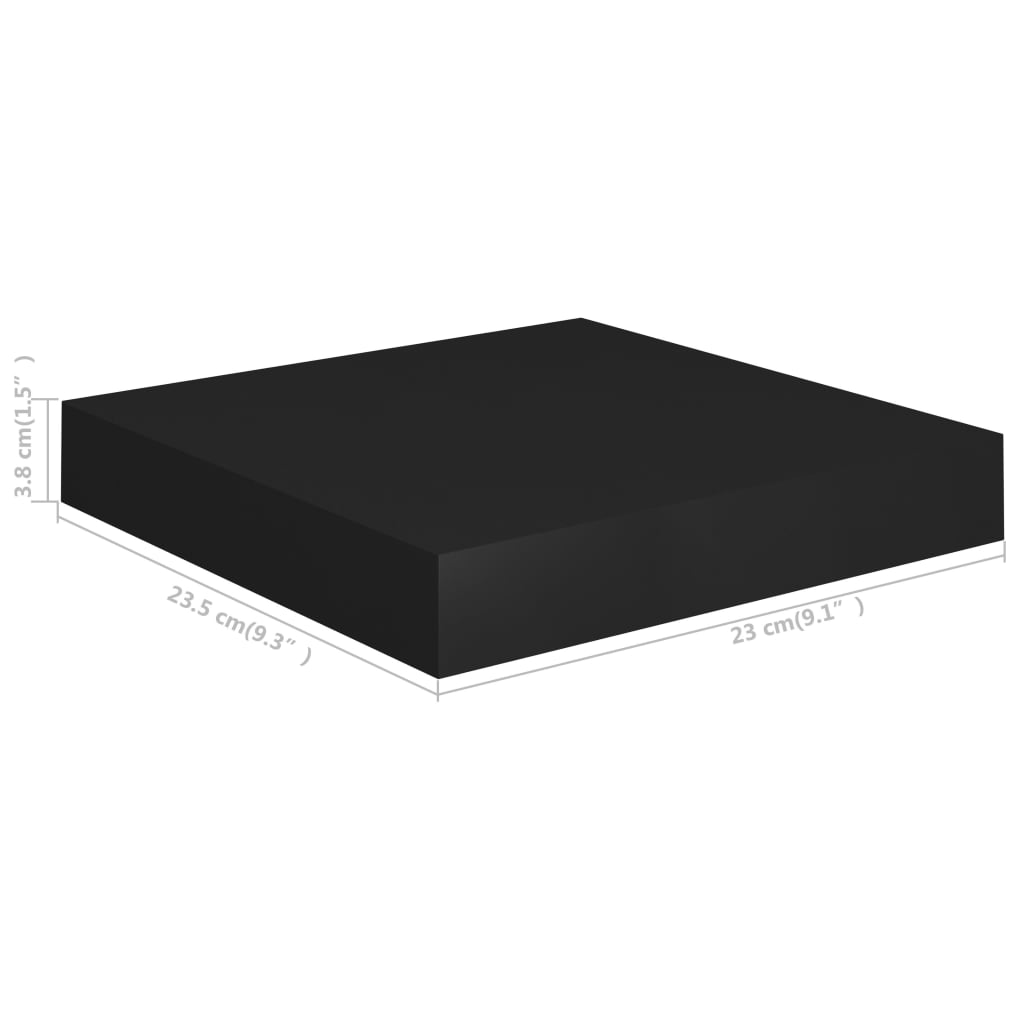 2er Set Schweberegal Schwarz 23x23,5x3,8 cm MDF Metall Wandregal