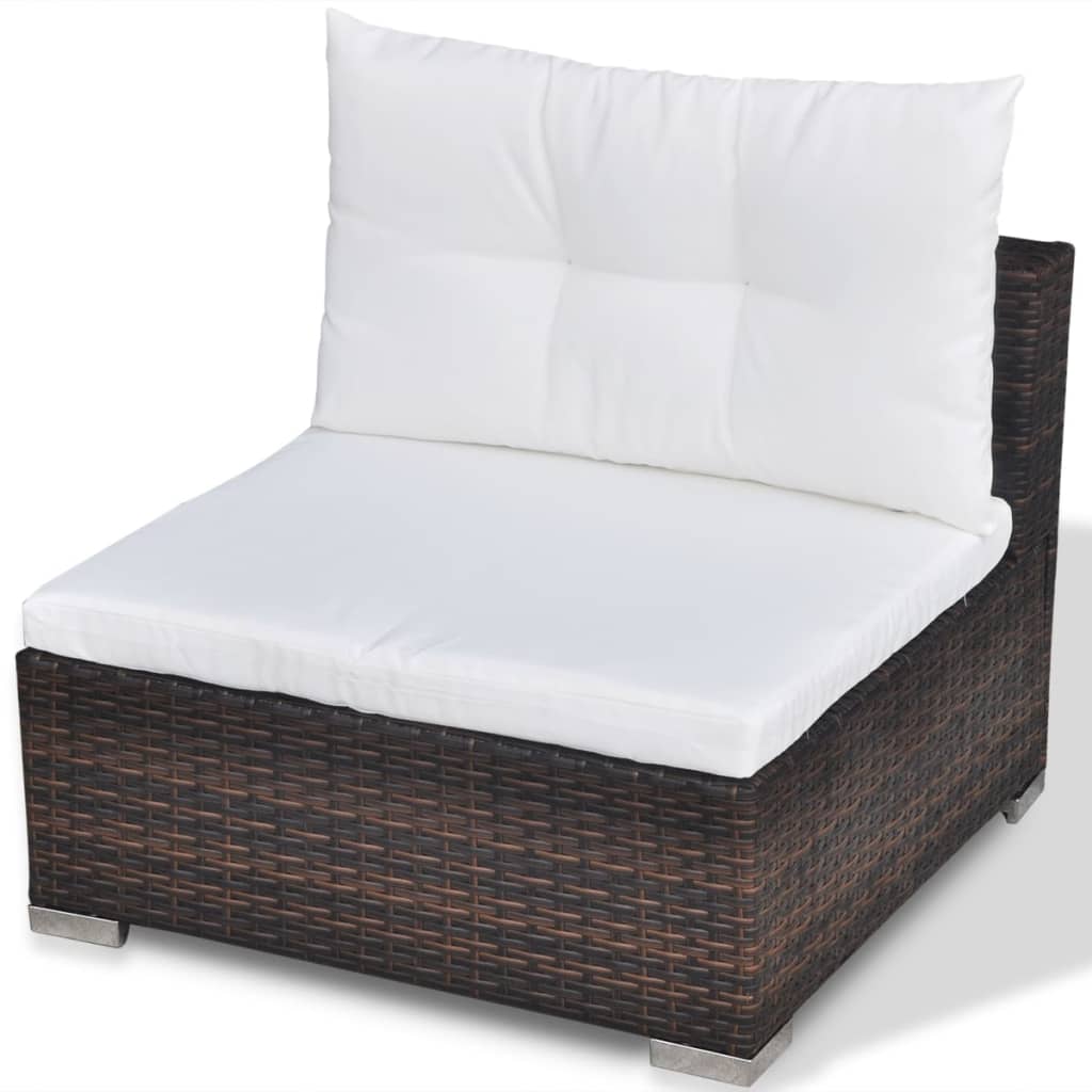 vidaXL 5-teiliges Garten-Lounge-Set mit Kissen Poly Rattan Braun