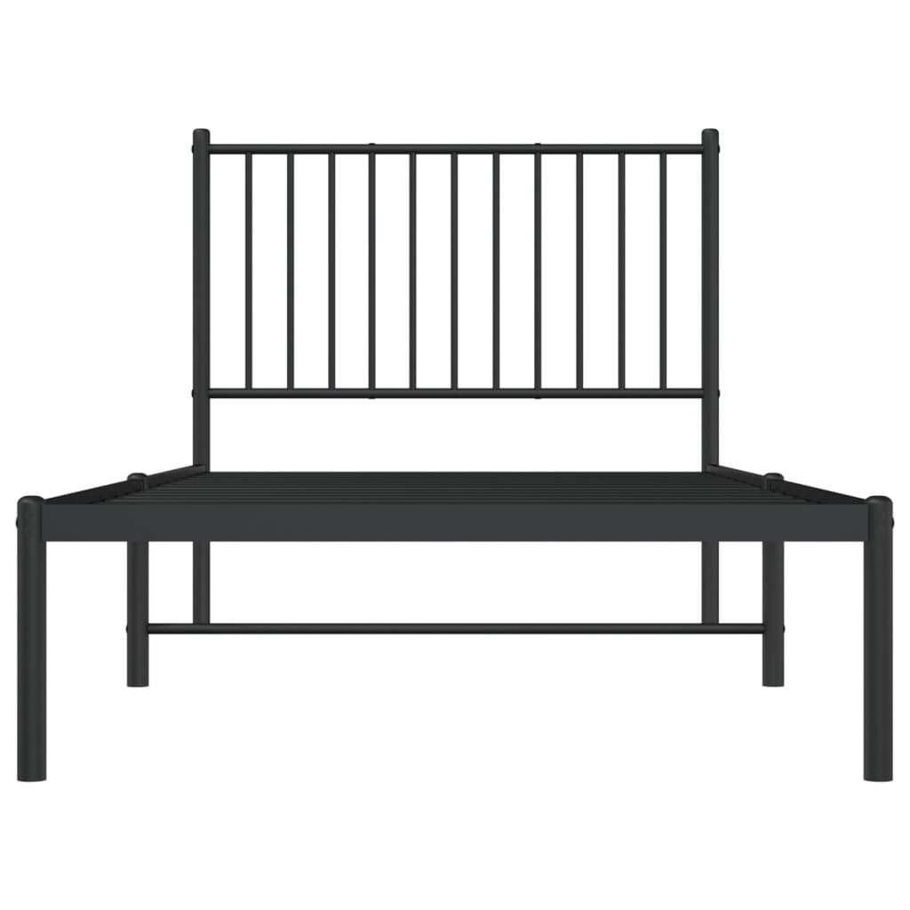 Bettgestell Bettrahmen Einzelbett Gästebett Metall mit Kopfteil Schwarz 90x190cm