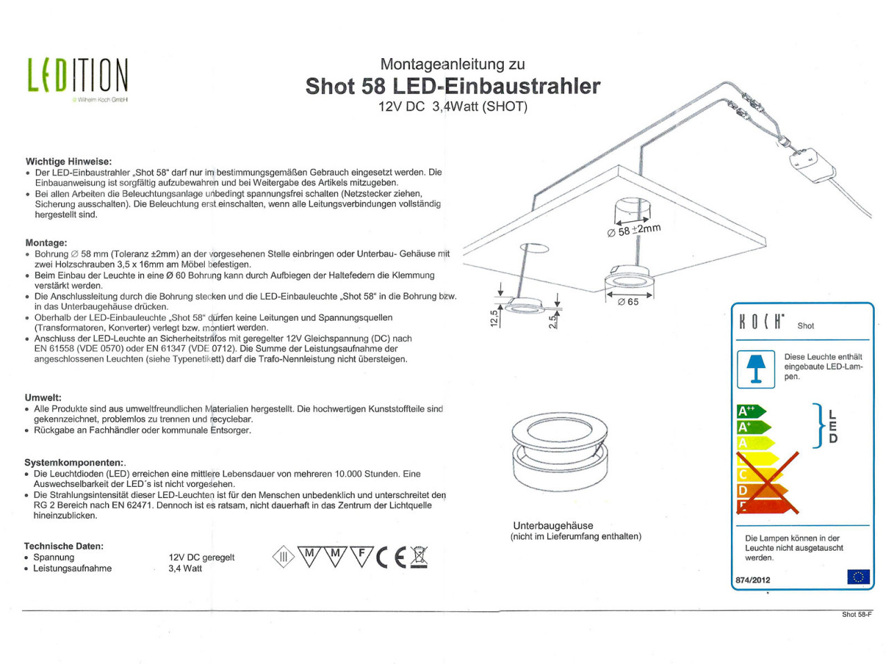 LED Einbaustrahler Set Möbelleuchte Möbeleinbauleuchten Einbaulampe Beleuchtung Selbsteinbau