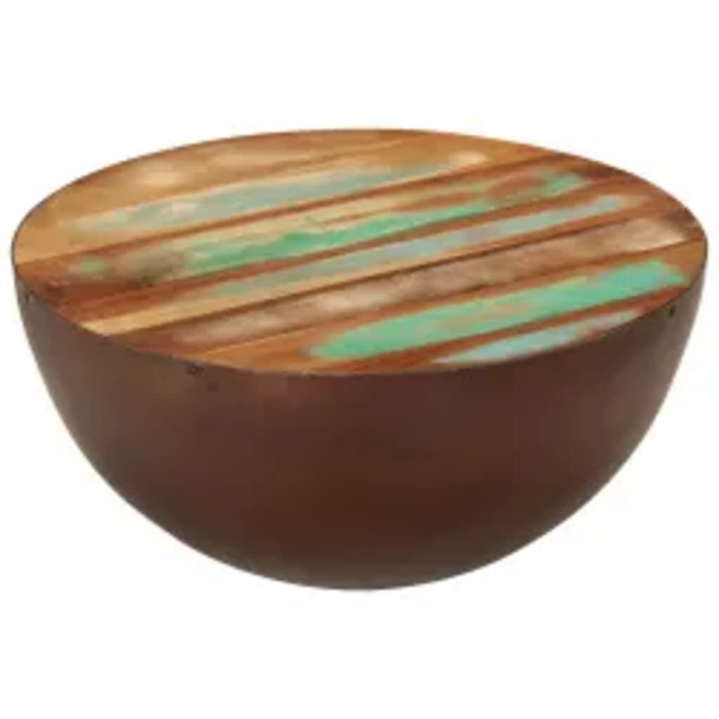 Wohnzimmertisch Couchtisch Schale aus massivem Altholz mit schwarzem Stahlboden Wohnzimmertisch Couchtisch Schale aus massivem Altholz mit schwarzem Stahlboden