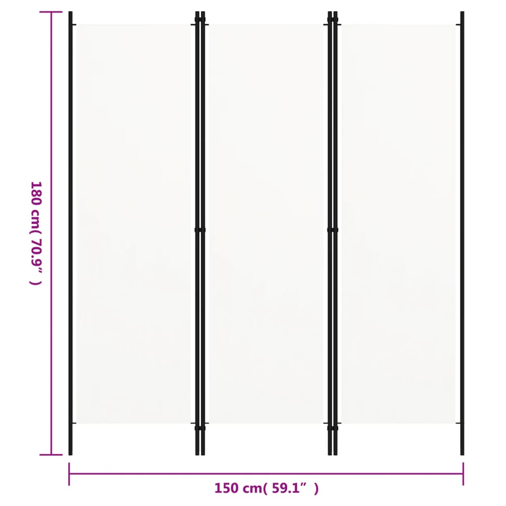  Raumteiler Weiß 3-teiliger 150 x 200 cm Stoff, ideal als Sichtschutz oder Raumtrenner in jedem Interieur.