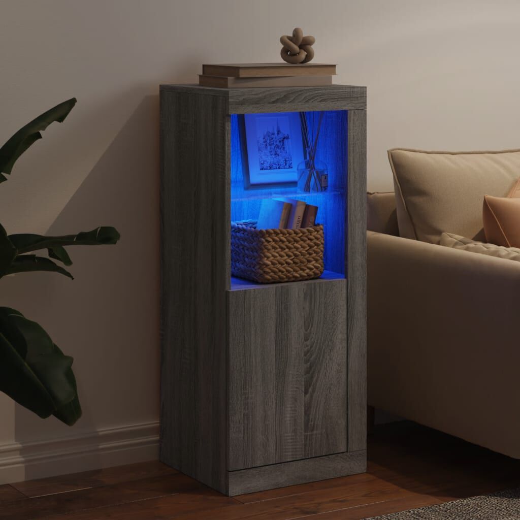 Schrank Sideboard mit LED Beleuchtung Grau Sonoma für Wohnzimmer & Flur Schrank Sideboard mit LED Beleuchtung Grau Sonoma für Wohnzimmer & Flur