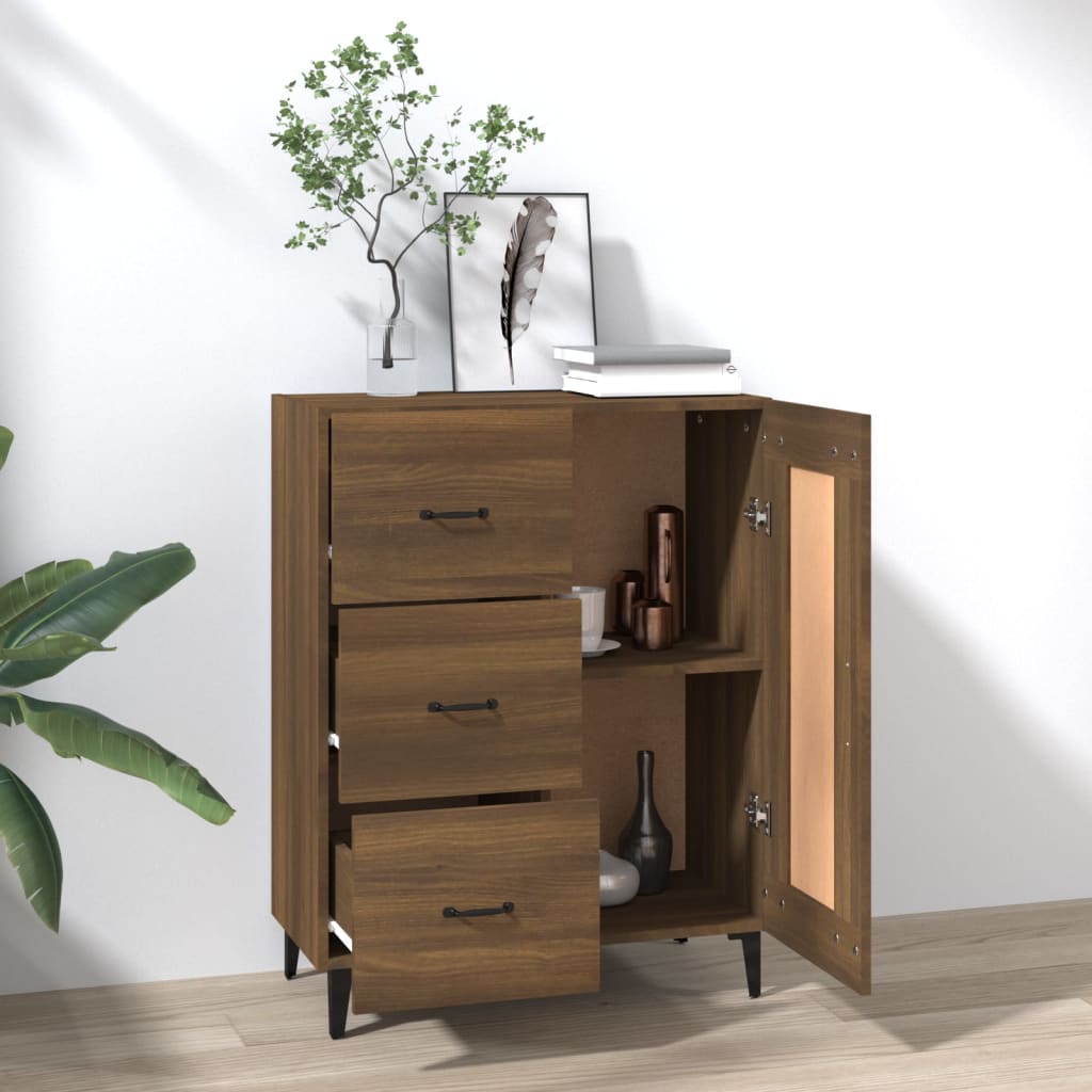 Sideboard Braune Eiche 69,5x34x90 cm Holzwerkstoff modern Stauraum Wohnzimmer