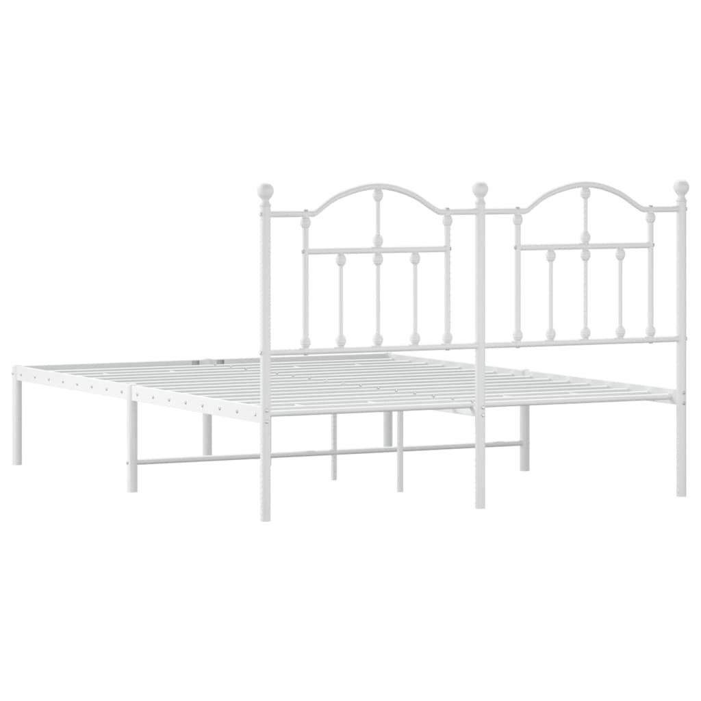 Bettgestell Metall Weiß 140 x 190 cm mit Kopfteil modern stabil und elegant