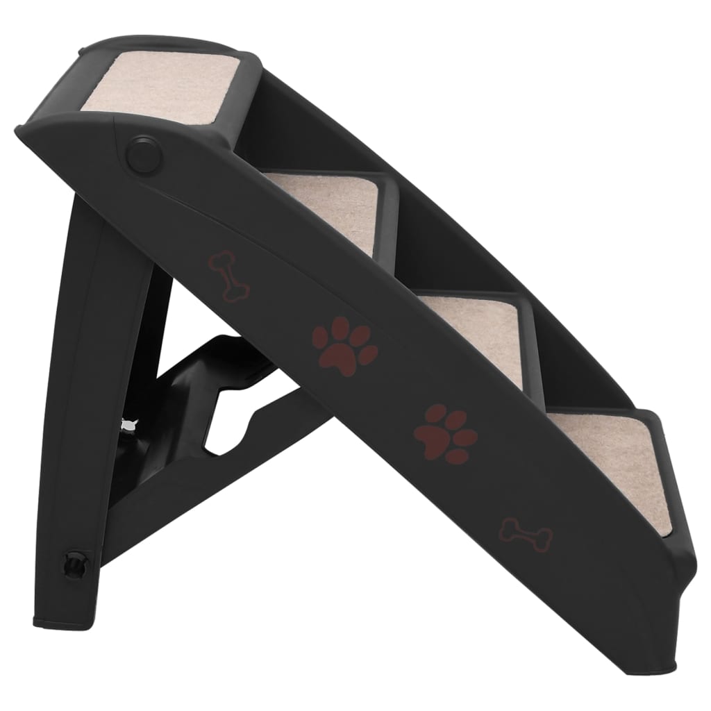 Klappbare Hundetreppe Schwarz 62x40x49,5 cm Faltbare Haustiertreppe für Hunde