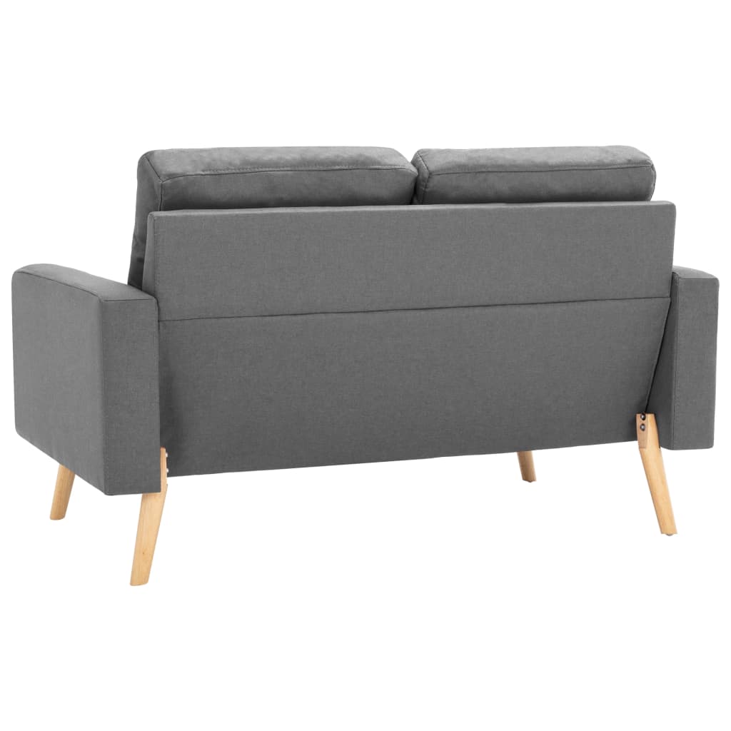 2er Sofa Stoff hellgrau helle Holzbeinen Polsterkissen modern platzsparend 