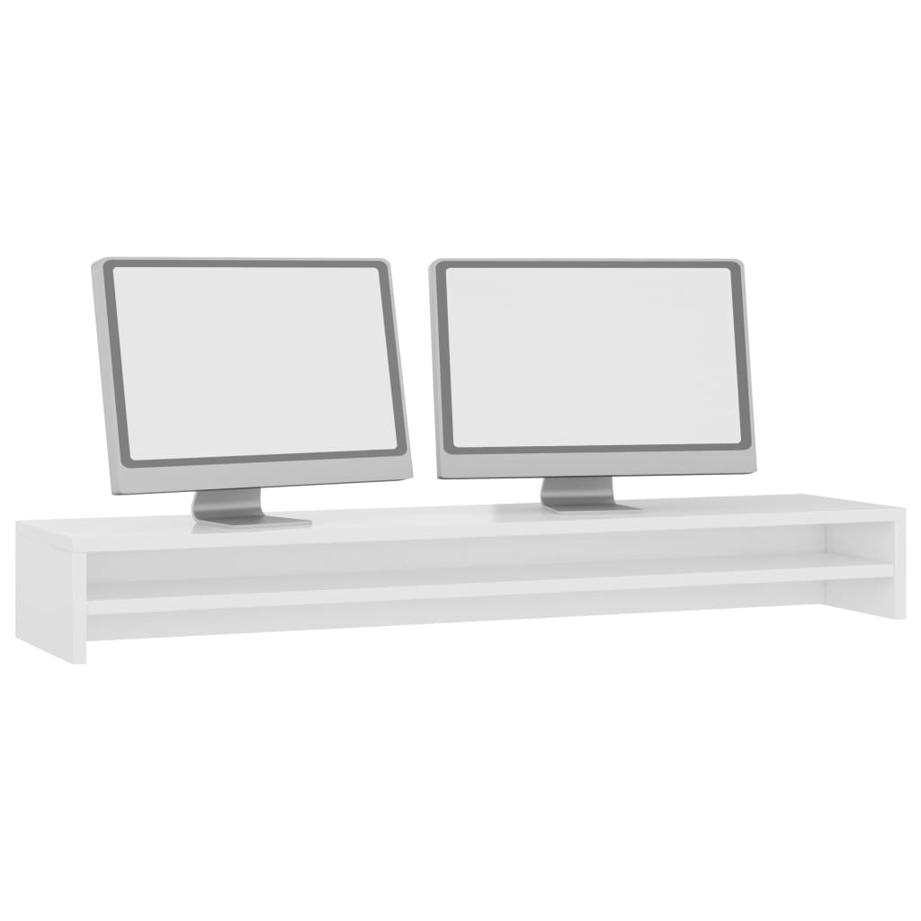 Monitorständer Bildschirmständer Schreibtischaufsatz Hochglanz-Weiß 100x24x13 cm  Ergonomisch Bürozubehör