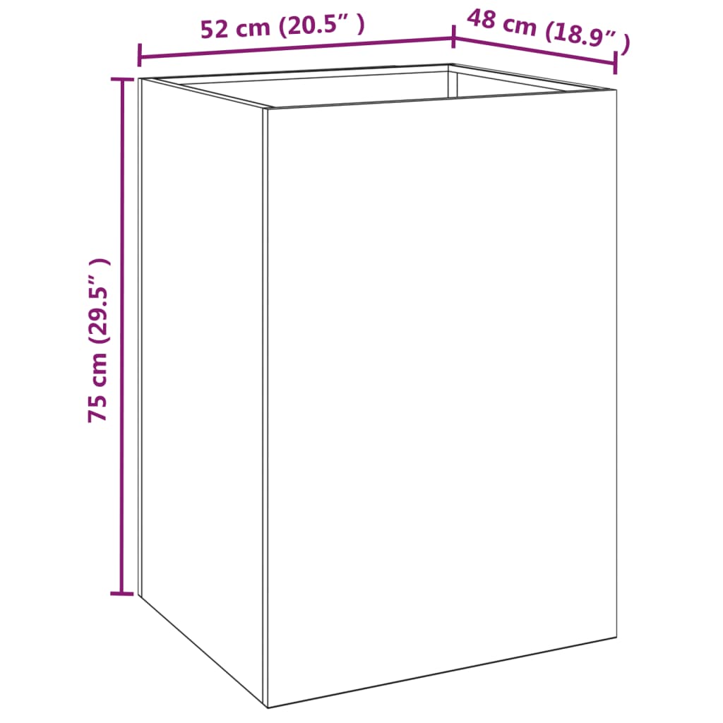 Pflanzkübel Cortenstahl Rostig 52x48x75cm Hochbeet Robust Langle