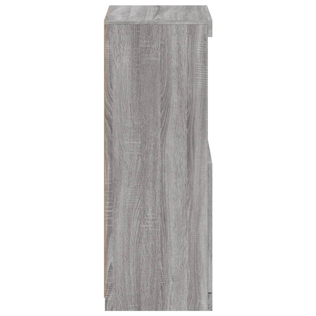 Schrank Sideboard mit LED Beleuchtung Grau Sonoma für Wohnzimmer & Flur Schrank Sideboard mit LED Beleuchtung Grau Sonoma für Wohnzimmer & Flur