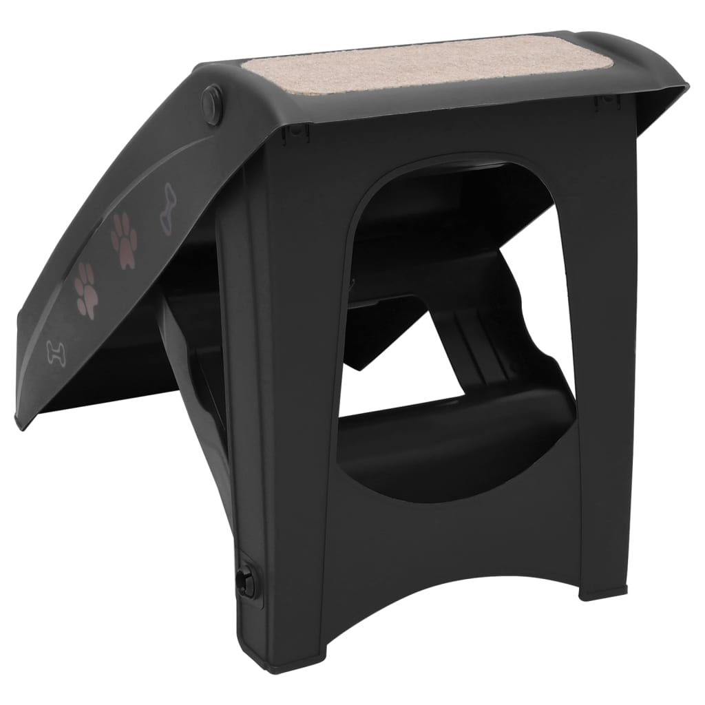 Klappbare Hundetreppe Schwarz 62x40x49,5 cm Faltbare Haustiertreppe für Hunde