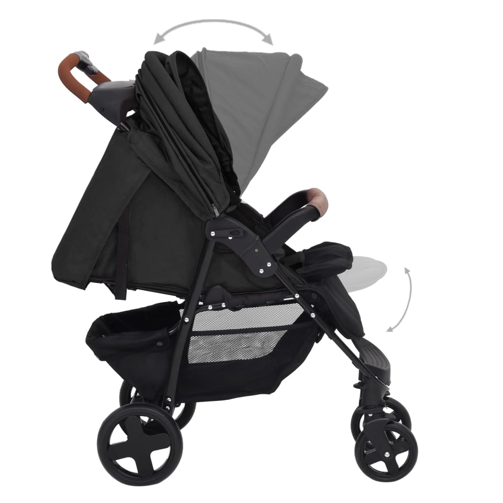 3in1 Kinderwagen Anthrazit Stahl