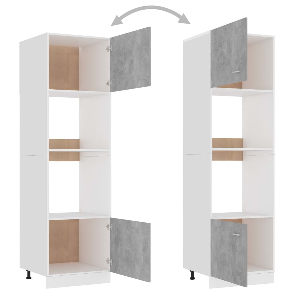 Mikrowellenschrank Betongrau 60 x 57 x 207 cm modern mit viel Stauraum