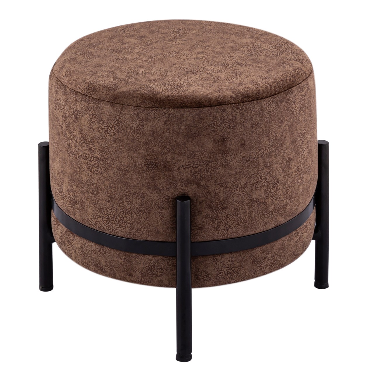 Sitzhocker 2. Wahl Ø 35 H 37 cm Wildleder-Optik Pouf Sitzpouf Sitzpouf mit Eisengestell schwarz matt