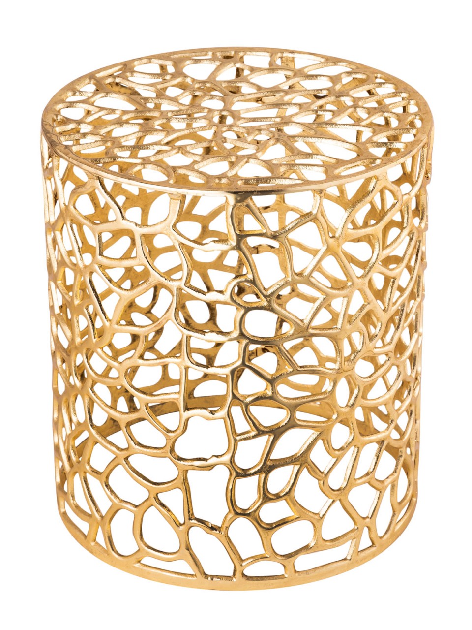 Beistelltisch Metall Dekotisch ø 40 x 46 cm rund Agadir silber o. gold Aluminium Korallen-Design