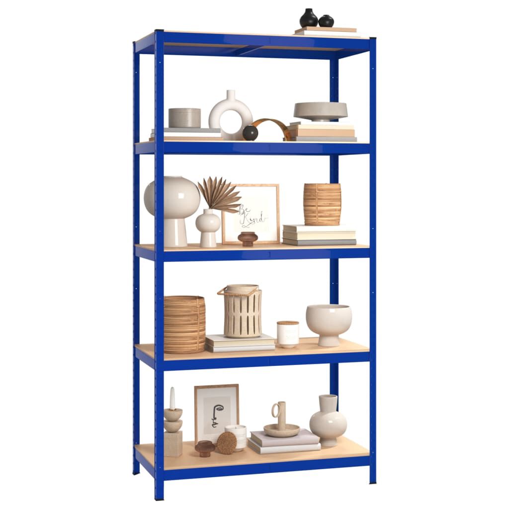 Regalset Regalsystem Blau 2 Stück mit 5 Böden aus Stahl und Holzwerkstoff stabil Regalset Regalsystem Blau 2 Stück mit 5 Böden aus Stahl und Holzwerkstoff stabil