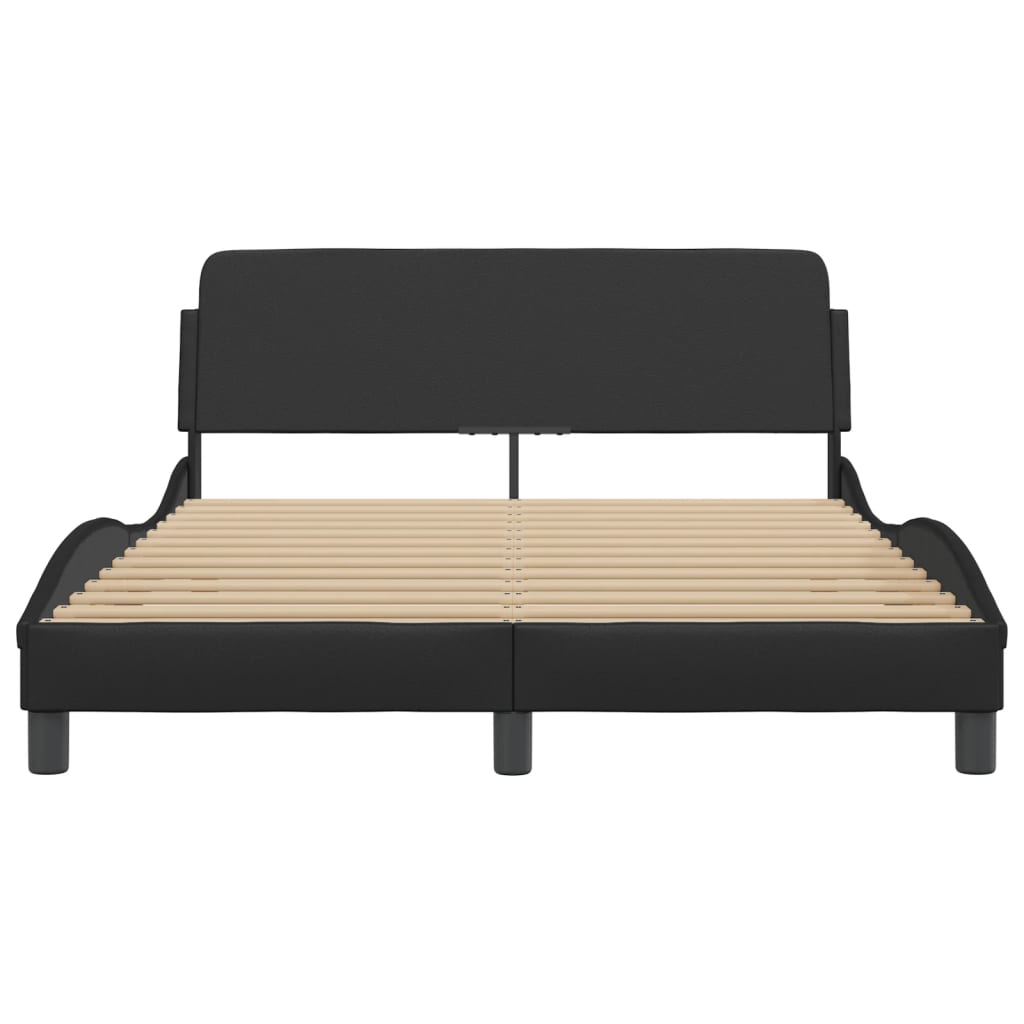 Bettgestell 120x200 cm – Kunstleder Schwarz mit Kopfteil Komfort modern Bettgestell 120x200 cm – Kunstleder Schwarz mit Kopfteil Komfort modern