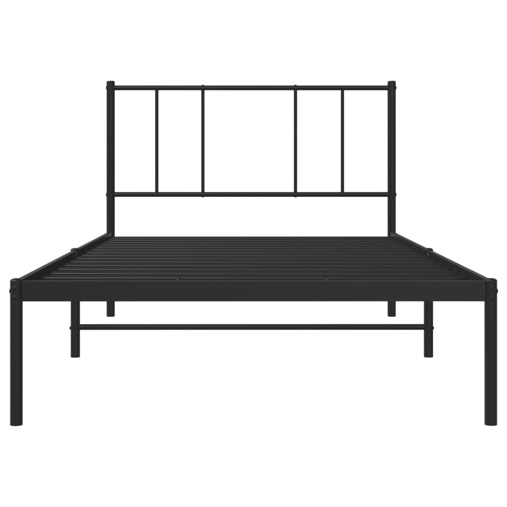 Metallbettgestell mit Kopfteil Einzelbett Bettgestell Schlafzimmermöbel Schwarz 90x200 cm Metallbettgestell mit Kopfteil Einzelbett Bettgestell Schlafzimmermöbel Schwarz 90x200 cm