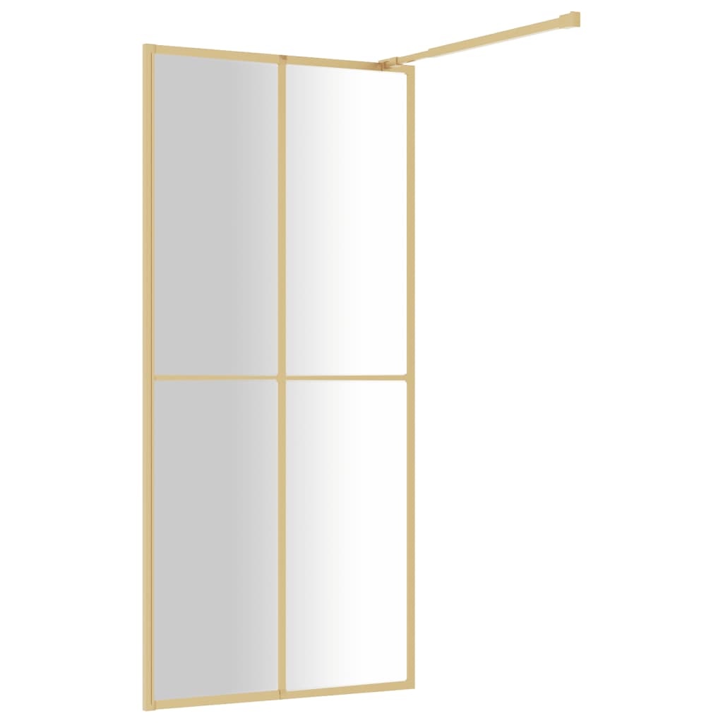 Duschwand begehbar ESG-Glas klar Gold 90x195 cm Dusche