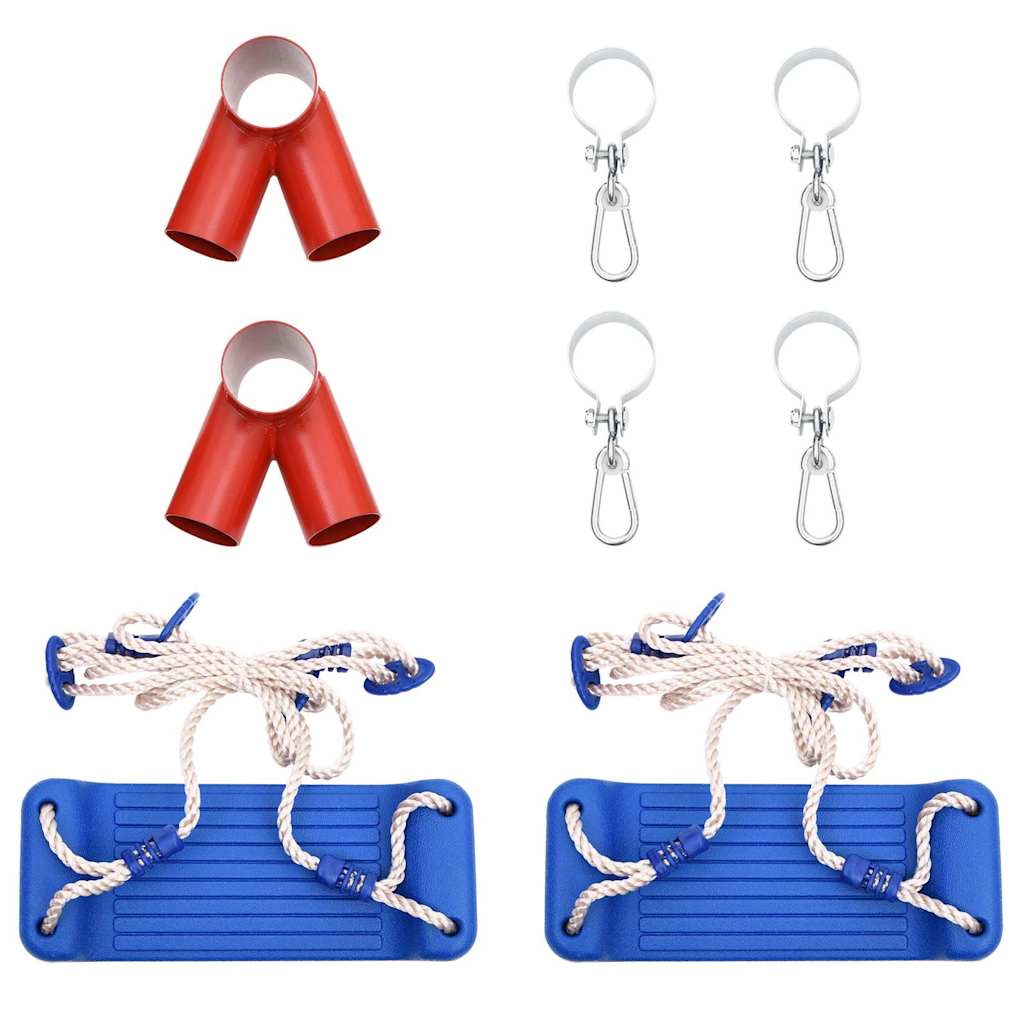 Schaukelsitze 2er Set Blau 38x16 cm Polyethylen mit Seilen für Schaukelgestell