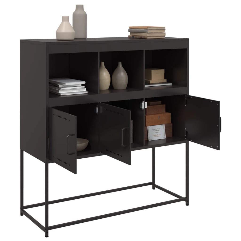 Sideboard Schwarz 100,5x39x107 cm Kaltgewalzter Stahl für modernes Wohnen Sideboard Schwarz 100,5x39x107 cm Kaltgewalzter Stahl für modernes Wohnen