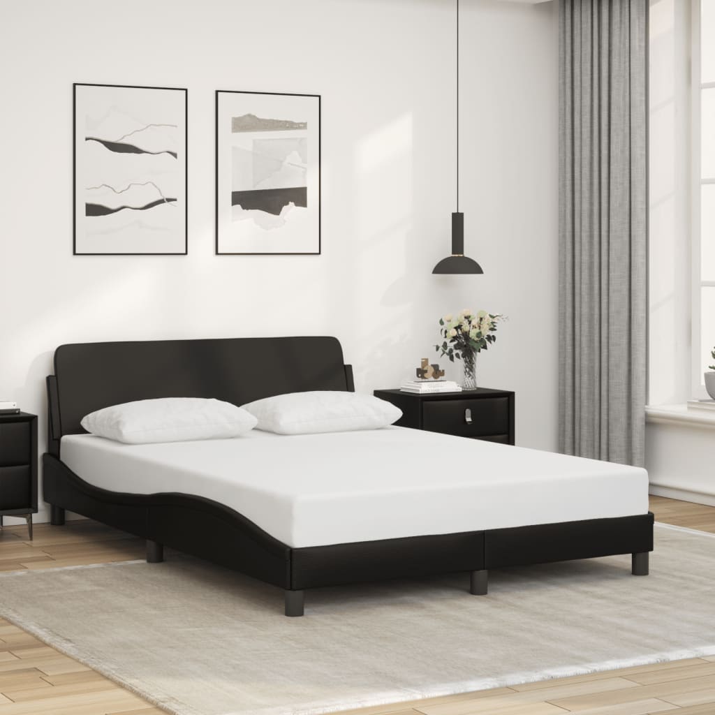 Bettgestell 120x200 cm – Kunstleder Schwarz mit Kopfteil Komfort modern Bettgestell 120x200 cm – Kunstleder Schwarz mit Kopfteil Komfort modern