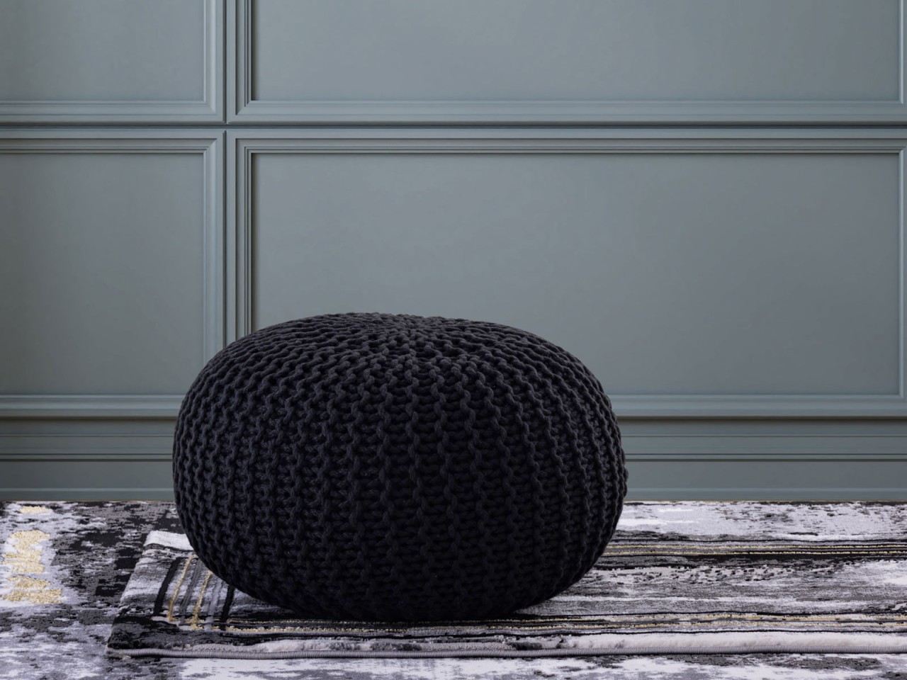 Pouf PREMIUM ø45cm Sitzhocker Strickpouf Innen Terrasse Pool Garten nachhaltig