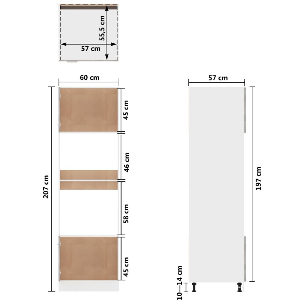 Mikrowellenschrank Betongrau 60 x 57 x 207 cm modern mit viel Stauraum