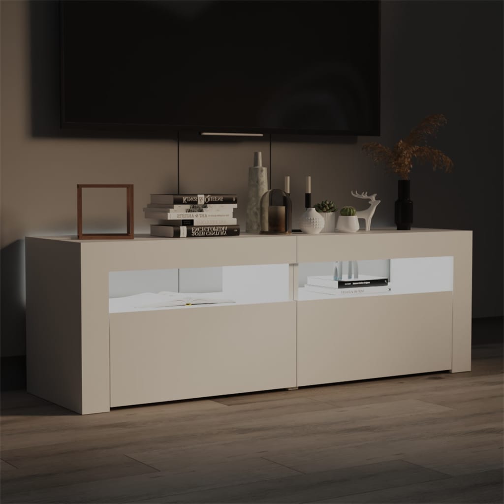 TV-Schrank LED-Leuchten Weiß 120x35x40 cm modern modern funktional Wohnzimmer