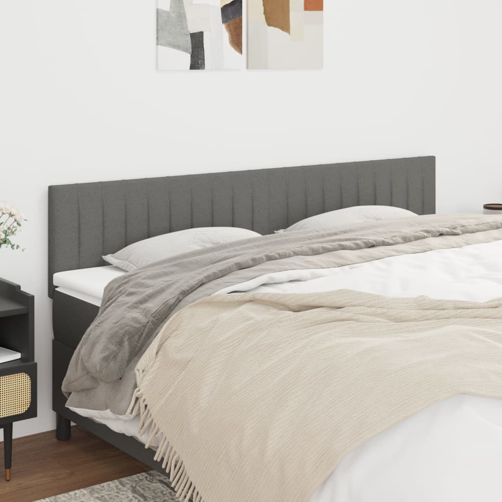 Kopfteile Bett 2er Set Dunkelgrau 100x5x78/88 cm Stoff für modernes Schlafzimmer Kopfteile Bett 2er Set Dunkelgrau 100x5x78/88 cm Stoff für modernes Schlafzimmer