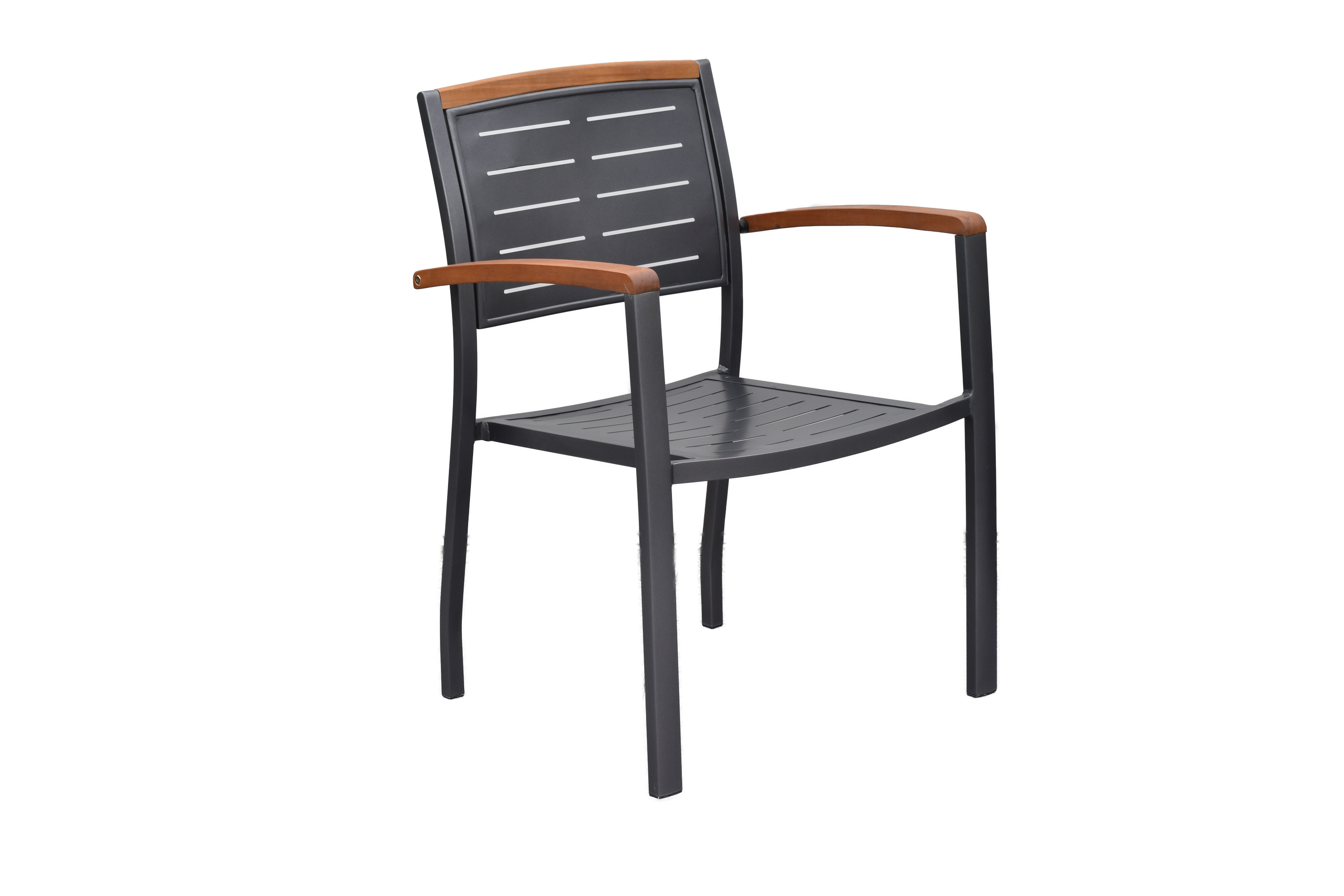 Merxx Tinos Gartenmöbel Set für 8 Personen 17 teilig aus Aluminium und FSC Akazienholz mit Flex Ausziehtisch 180x180 cm 8 Stapelsessel mit Akazienholz und graue Kissen mit Befestigungsbändchen