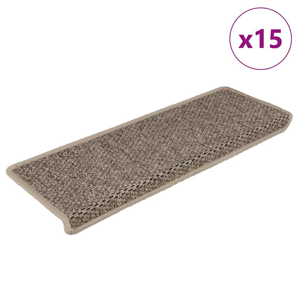 Treppenmatten Selbstklebend Sisal 15 Stk. 65x21x4cm Dunkelbeige