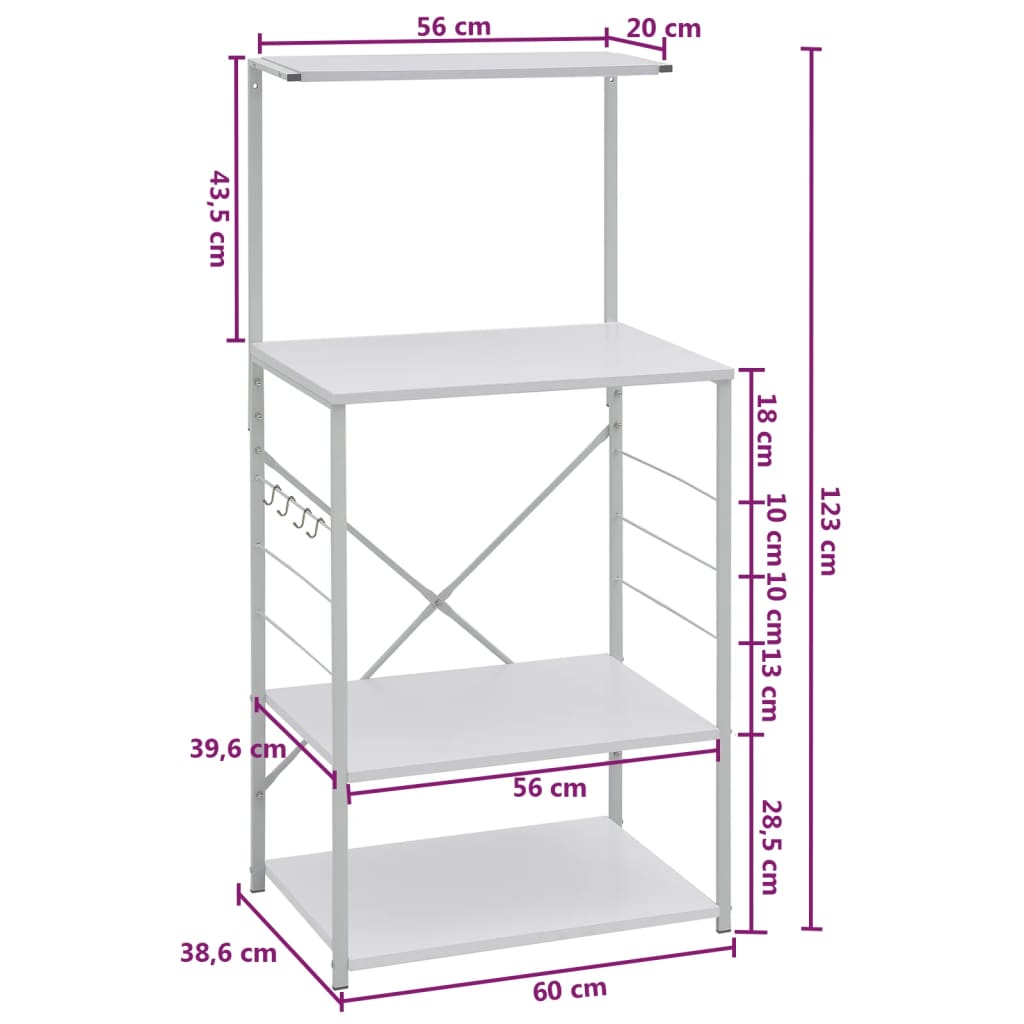Küchenregal Mikrowellenregal Mikrowelle 60x39,6x123 cm Weiß Praktisch Stabil Küchenregal Mikrowellenregal Mikrowelle 60x39,6x123 cm Weiß Praktisch Stabil