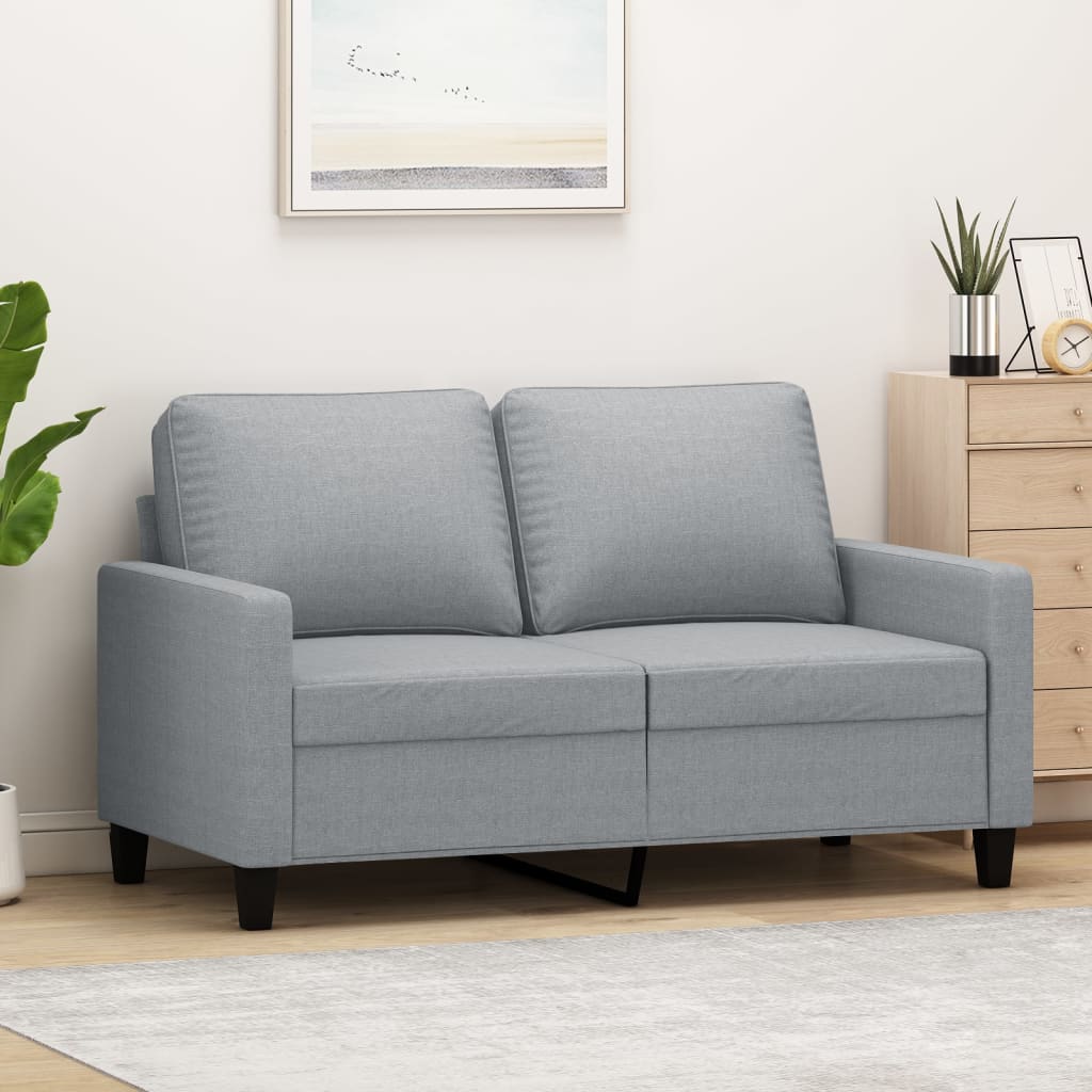 2 Sitzer Sofa Hellgrau 120 cm Stoff modern bequem Wohnzimmer Polster Couch