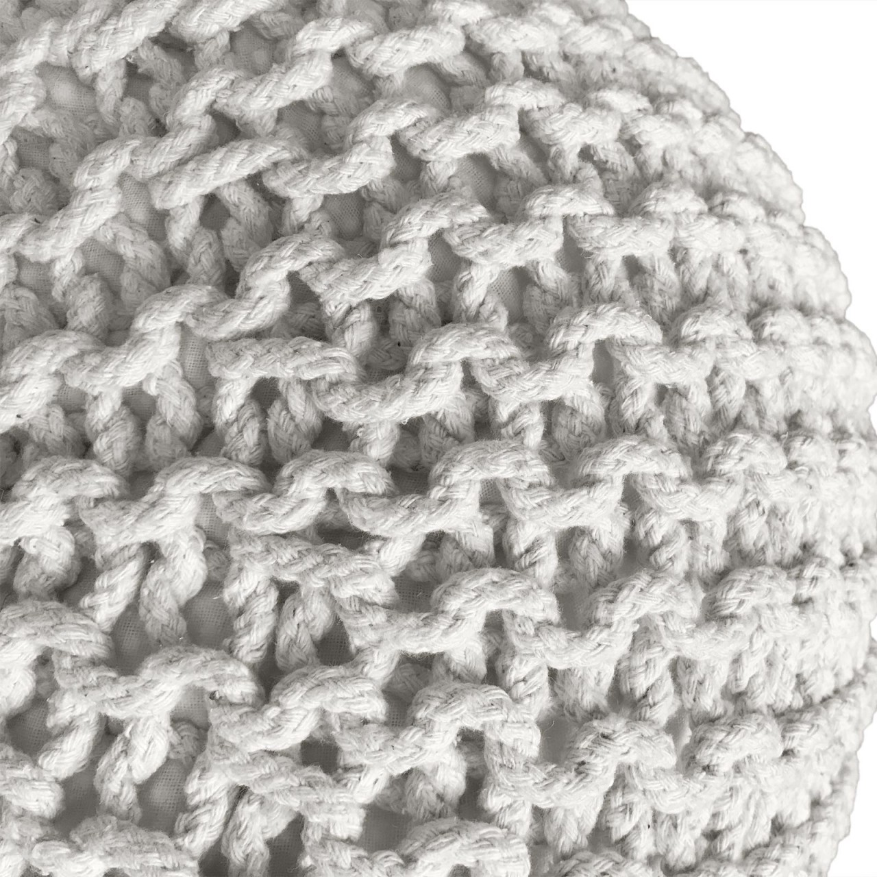 Sitzhocker Pouf SET 2 Stück Ø 55 cm H 37 cm Strickhocker Bodenkissen Grobstrick-Optik nachhaltig Sitzhocker Pouf SET 2 Stück Ø 55 cm H 37 cm Strickhocker Bodenkissen Grobstrick-Optik nachhaltig