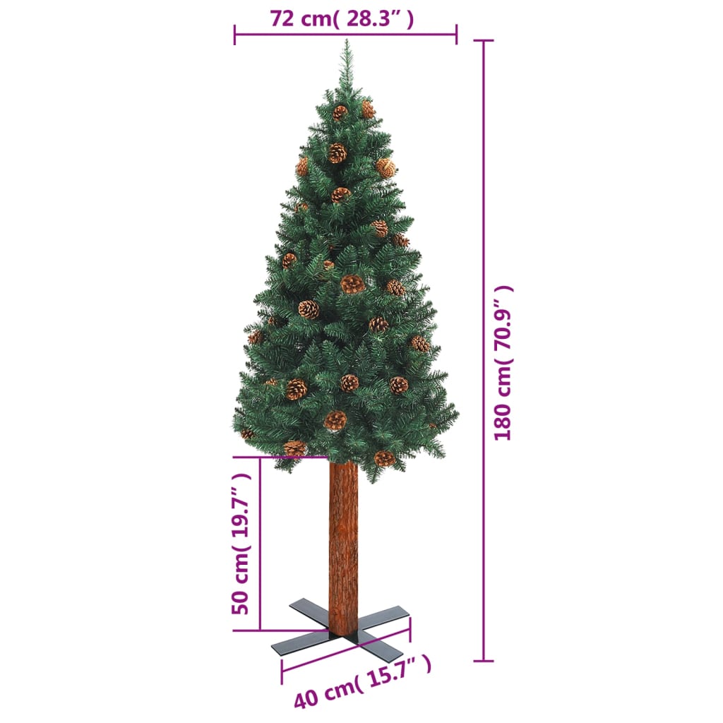 Künstlicher Weihnachtsbaum mit Echtholz, Zapfen Grün 180cm Baum Naturgetreu Künstlicher Weihnachtsbaum mit Echtholz, Zapfen Grün 180cm Baum Naturgetreu
