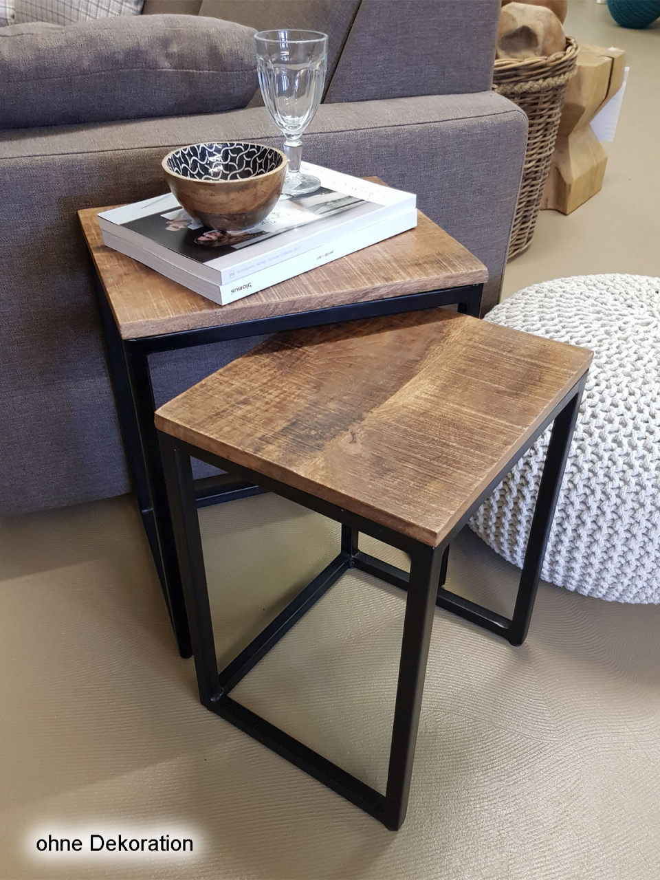 Beistelltisch Holz Satztisch Set 2 Stück Wohnzimmer Tisch Couchtisch Dallas Metall Gestell Beistelltisch Holz Satztisch Set 2 Stück Wohnzimmer Tisch Couchtisch Dallas Metall Gestell