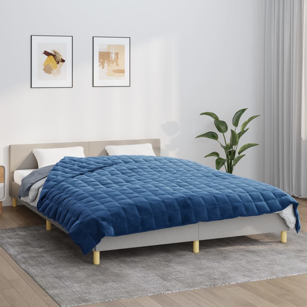Gewichtsdecke Blau 200x200 cm Stoff 13 kg schwer für ruhigen erholsamen Schlaf