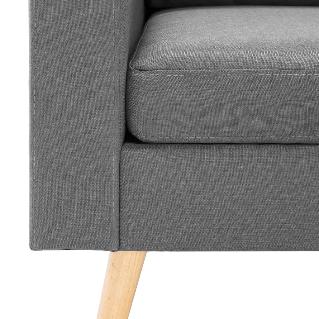 2er Sofa Stoff hellgrau helle Holzbeinen Polsterkissen modern platzsparend 