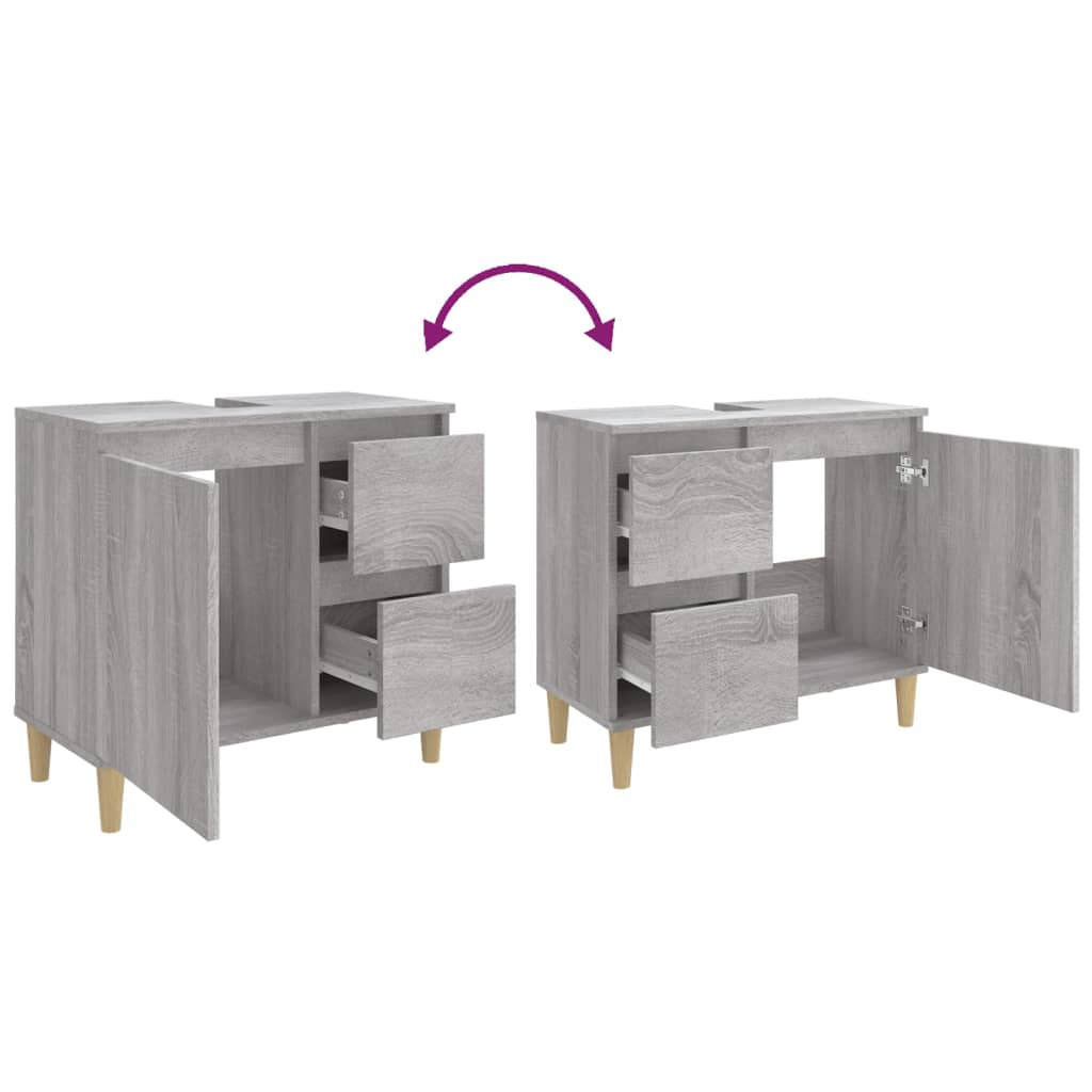 Badezimmerschrank Grau Sonoma 65 x 33 x 60 cm Holzwerkstoff