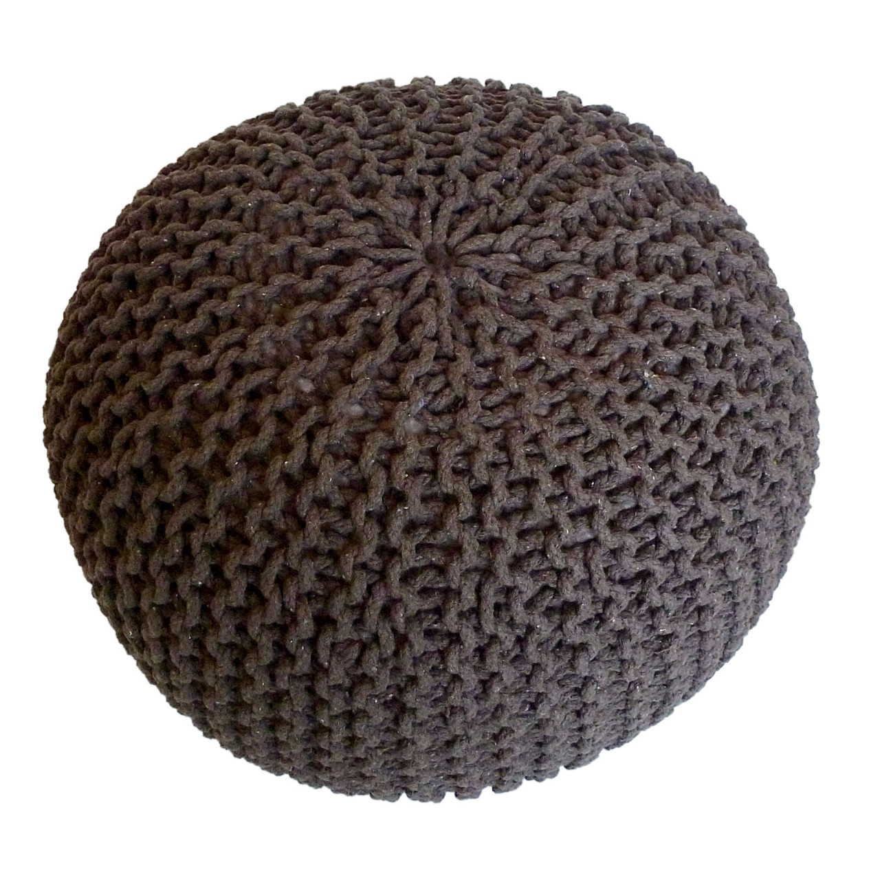 Sitzhocker Pouf SET 2 Stück Ø 55 cm H 37 cm Strickhocker Bodenkissen Grobstrick-Optik nachhaltig Sitzhocker Pouf SET 2 Stück Ø 55 cm H 37 cm Strickhocker Bodenkissen Grobstrick-Optik nachhaltig