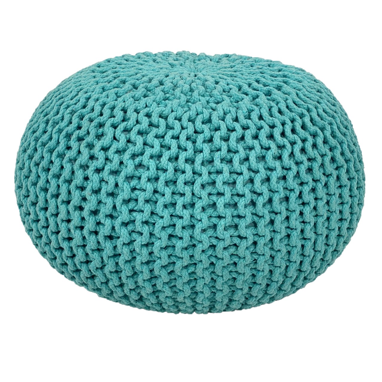 Sitzhocker Pouf SET 2 Stück Ø 55 cm H 37 cm Strickhocker Bodenkissen Grobstrick-Optik nachhaltig Sitzhocker Pouf SET 2 Stück Ø 55 cm H 37 cm Strickhocker Bodenkissen Grobstrick-Optik nachhaltig