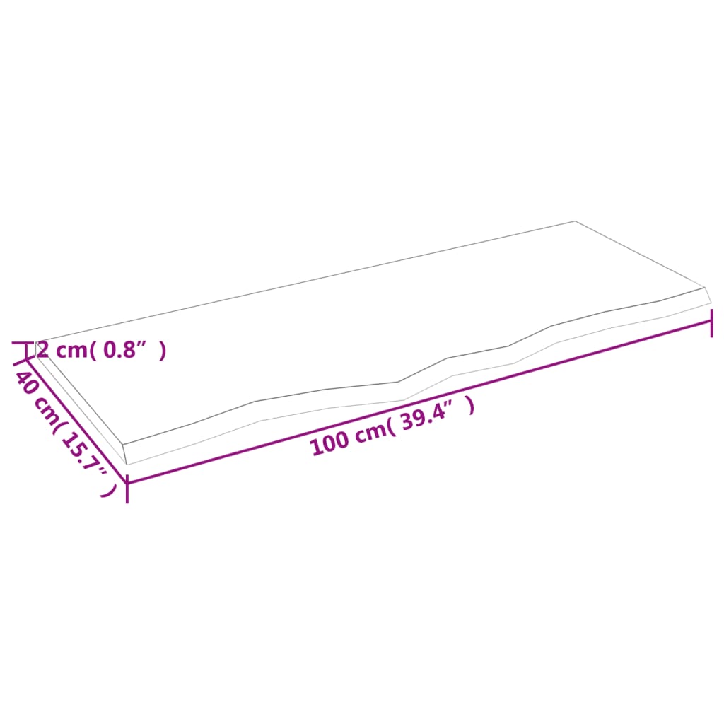 Wandregal Hellbraun 100x40x2 cm Massivholz Eiche Behandelt stabil und stilvoll