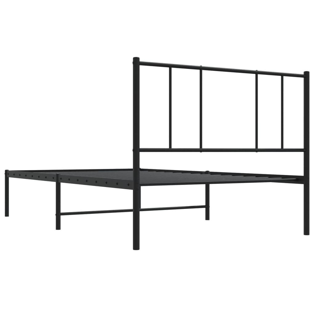 Metallbettgestell mit Kopfteil Einzelbett Bettgestell Schlafzimmermöbel Schwarz 90x200 cm Metallbettgestell mit Kopfteil Einzelbett Bettgestell Schlafzimmermöbel Schwarz 90x200 cm